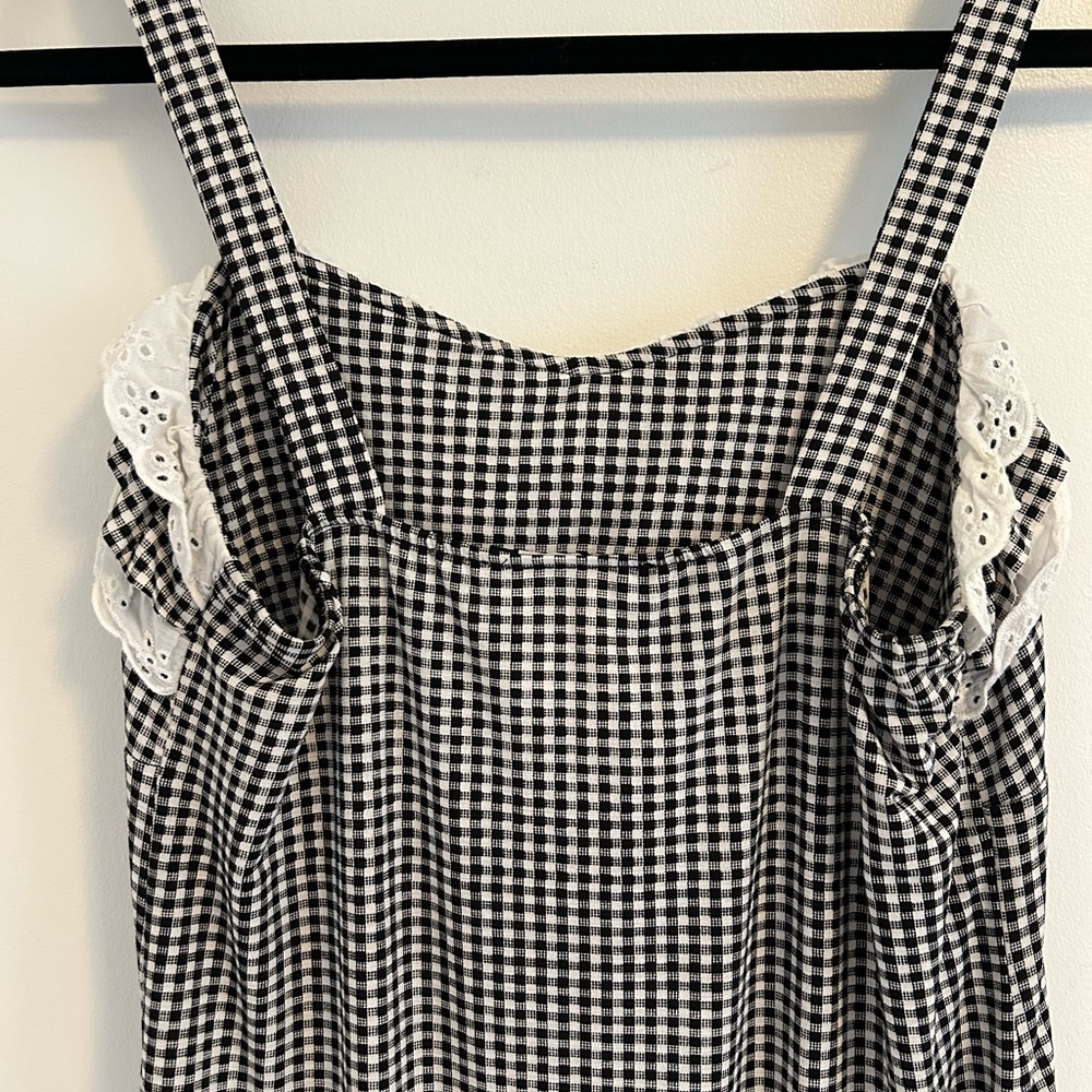 Vintage Gingham Coastal Cowgirl Cottagecore Ruffle Mini Dress Women’s Size Small - Picture 7 of 11